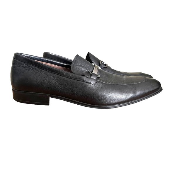 Salvatore Ferragamo black leather men classic slip ons shoes size 11.5 E - Picture 8 of 15